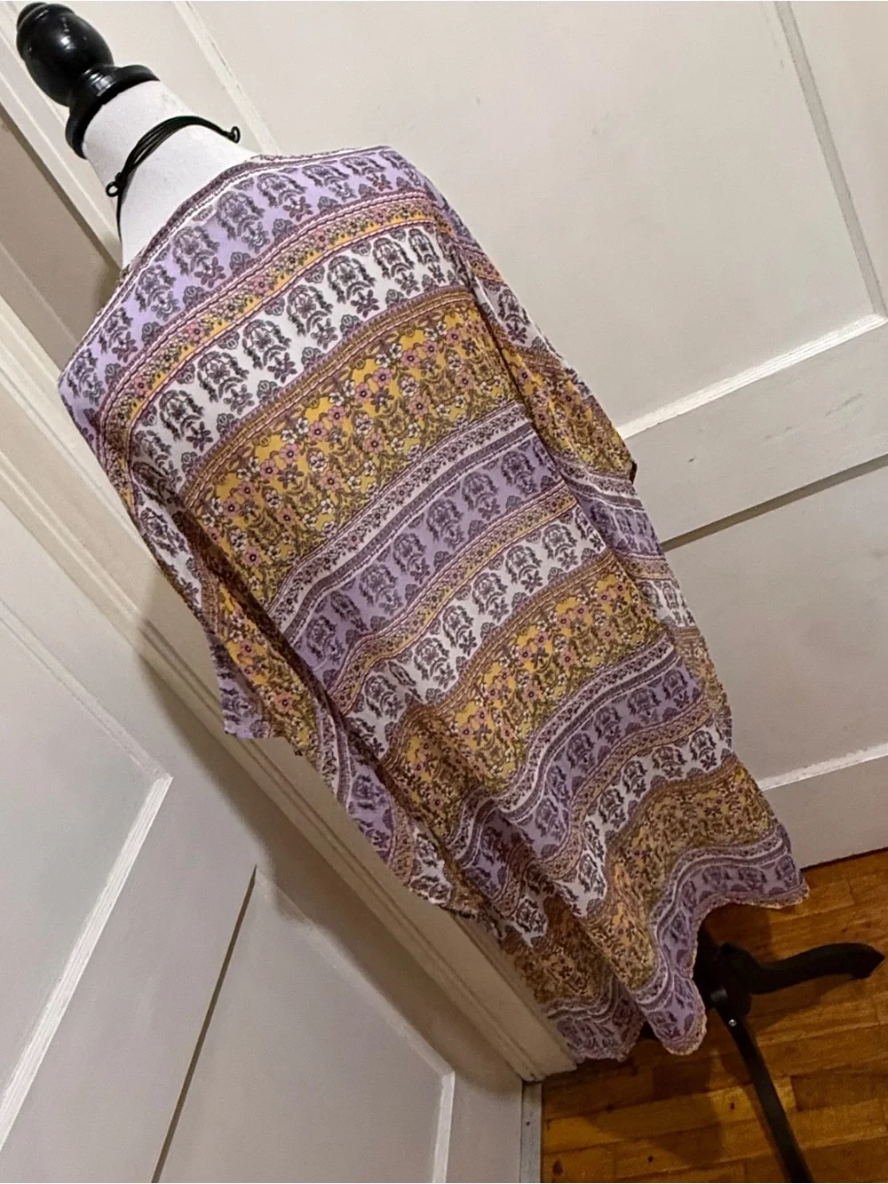 Floral Stripe Lavender & Mustard Lightweight Scarf Wrap